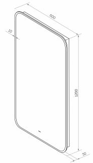 Зеркало с подсветкой Continent Torry ЗЛП1533 с бесконтактным сенсором 60x120см чёрный